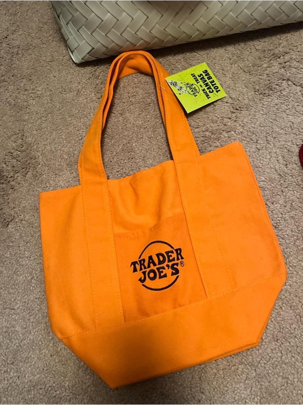 Trader Joe's Orange Canvas Tote Bag